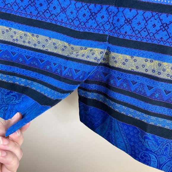 Vintage Chico's Womens ARTSY Woven Jacket Sz 2 L Blue Purple WESTERN Vibes - Picture 7 of 14